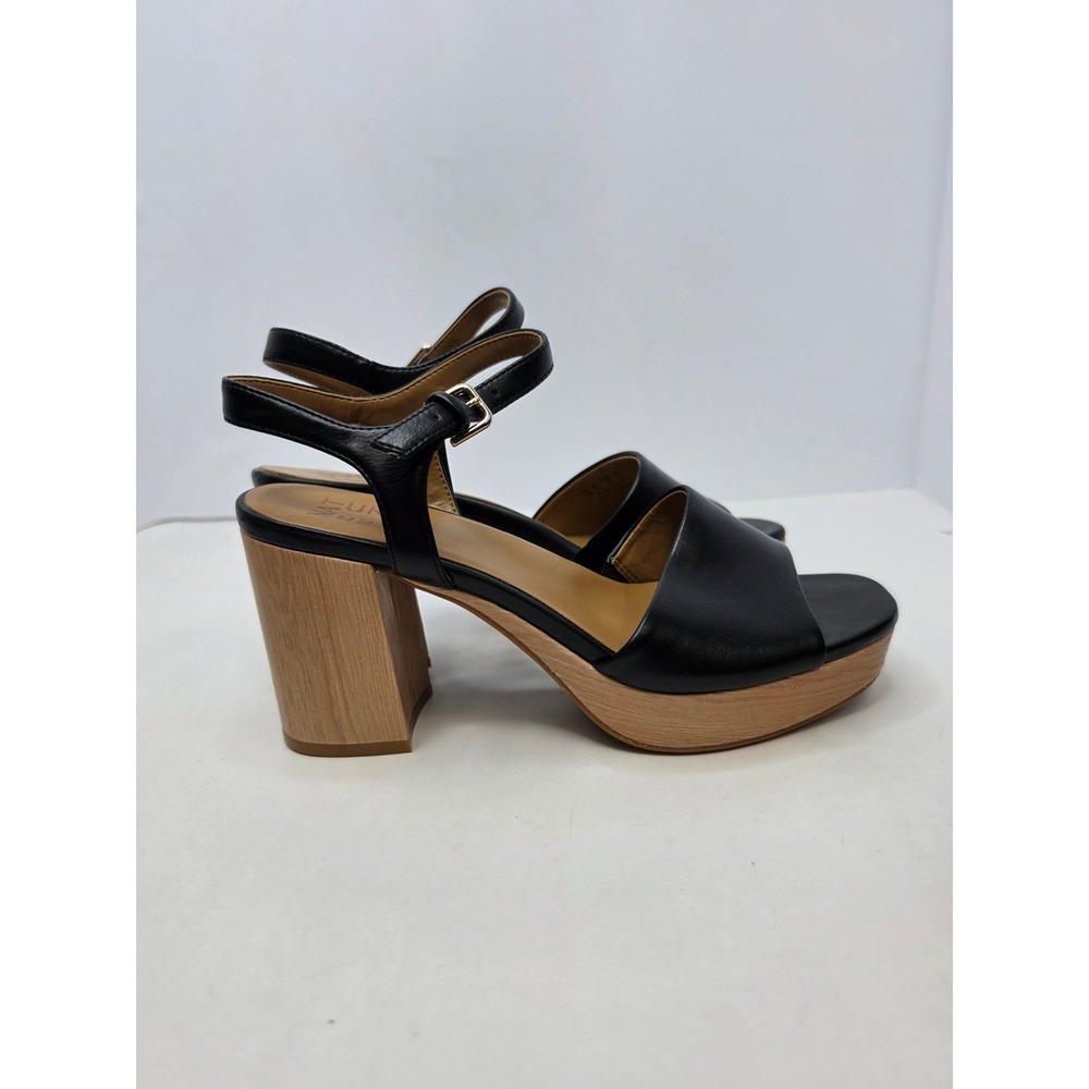Naturalizer Lilly Block Heel Platform Sandals Black Size 9 Classic Retro 70s